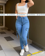Light Blue Skinny Cargo Jeans
