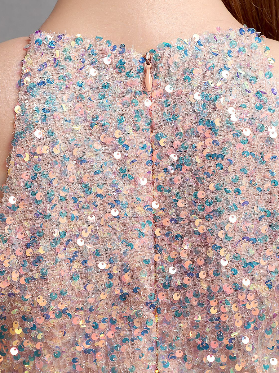 Sexy Cutout Halter Sleeveless Sequin High Slit Prom Dress