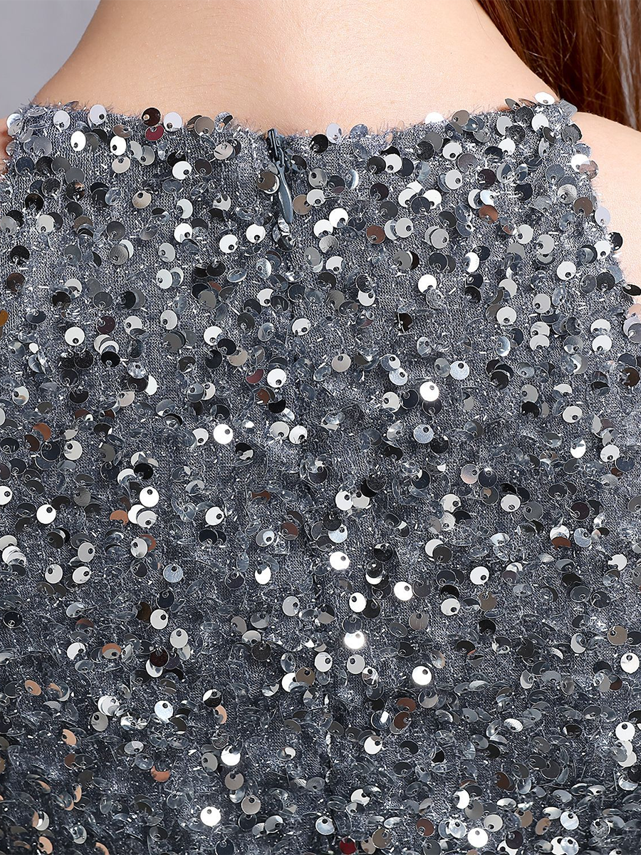 Sexy Cutout Halter Sleeveless Sequin High Slit Prom Dress