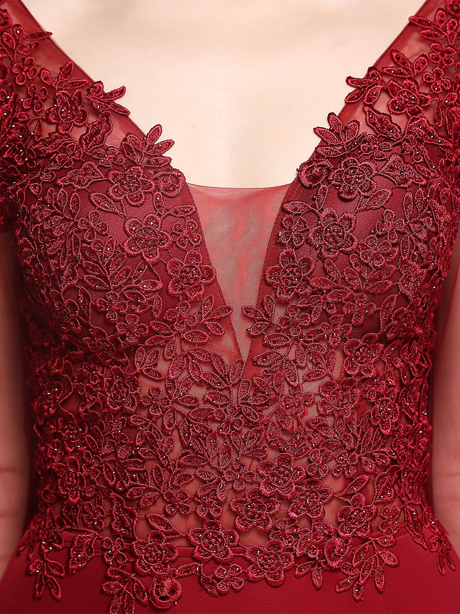Elegant Long Sleeve Embroidered Applique Mermaid Evening Gown