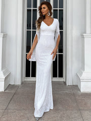 Split Sleeve Sequin Mermaid Prom Dress