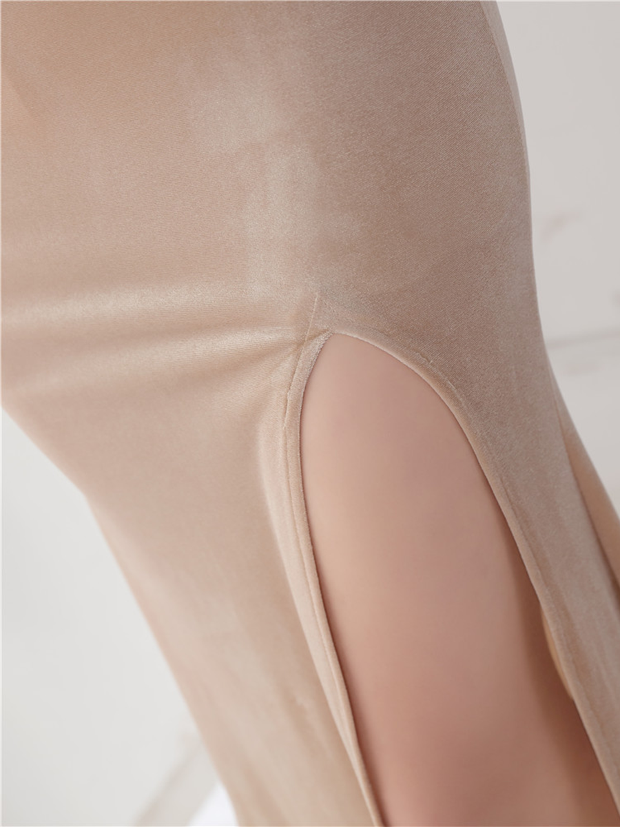 Deep V Neck Top Sequin Velvet Prom Dress