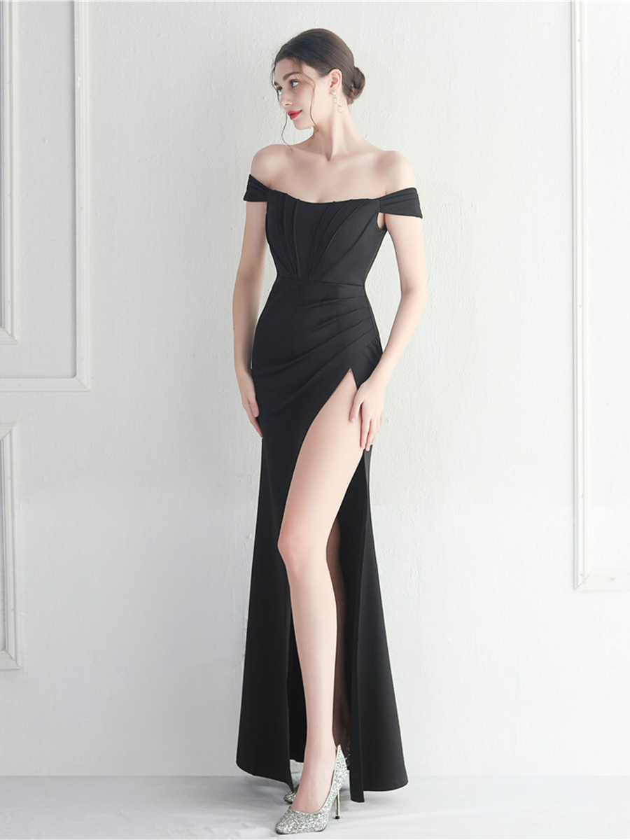 Sexy Off Shoulder Wrap Emerald Green Prom Dress