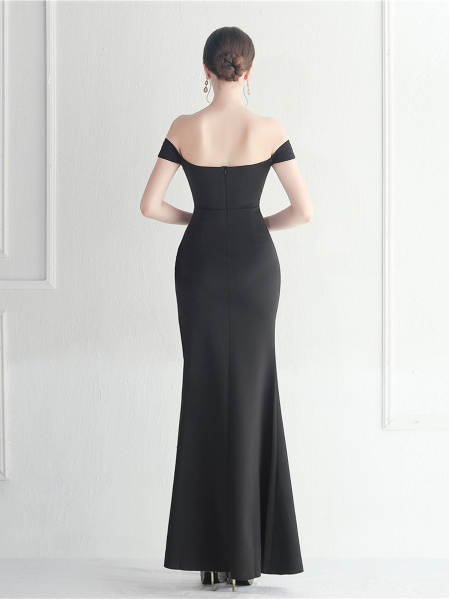 Sexy Off Shoulder Wrap Emerald Green Prom Dress