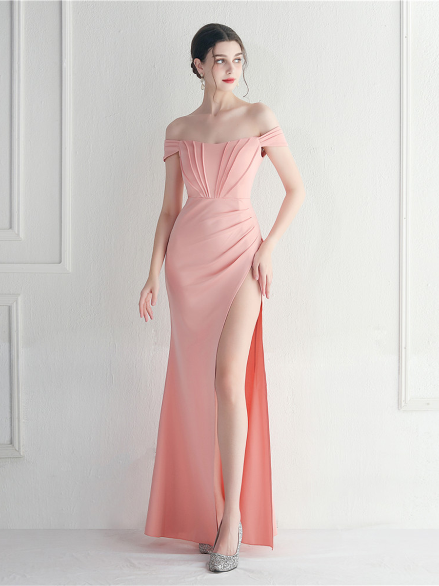 Sexy Off Shoulder Wrap Emerald Green Prom Dress
