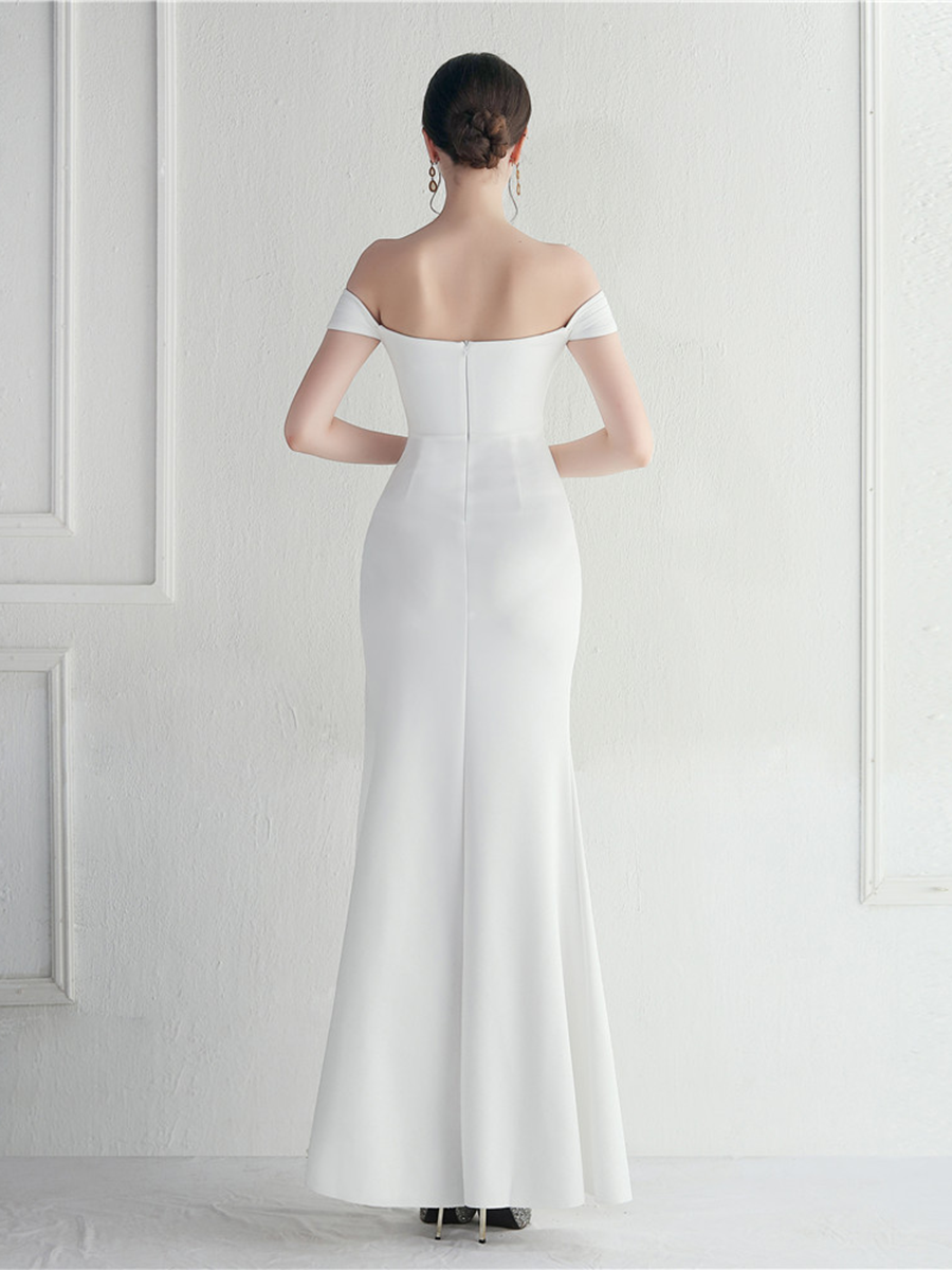 Sexy Off Shoulder Wrap Emerald Green Prom Dress