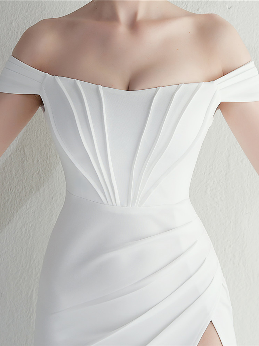 Sexy Off Shoulder Wrap Emerald Green Prom Dress