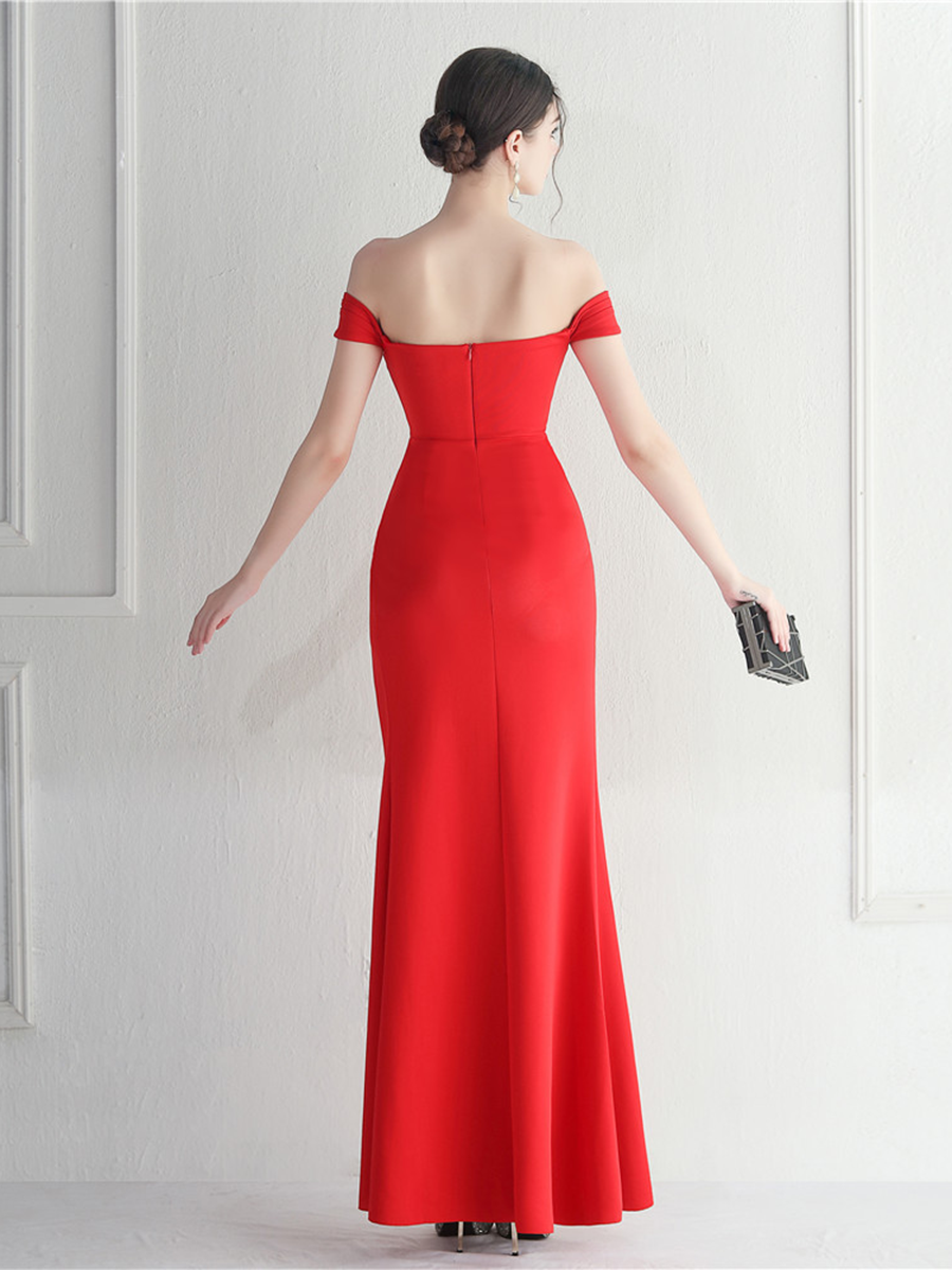 Sexy Off Shoulder Wrap Emerald Green Prom Dress