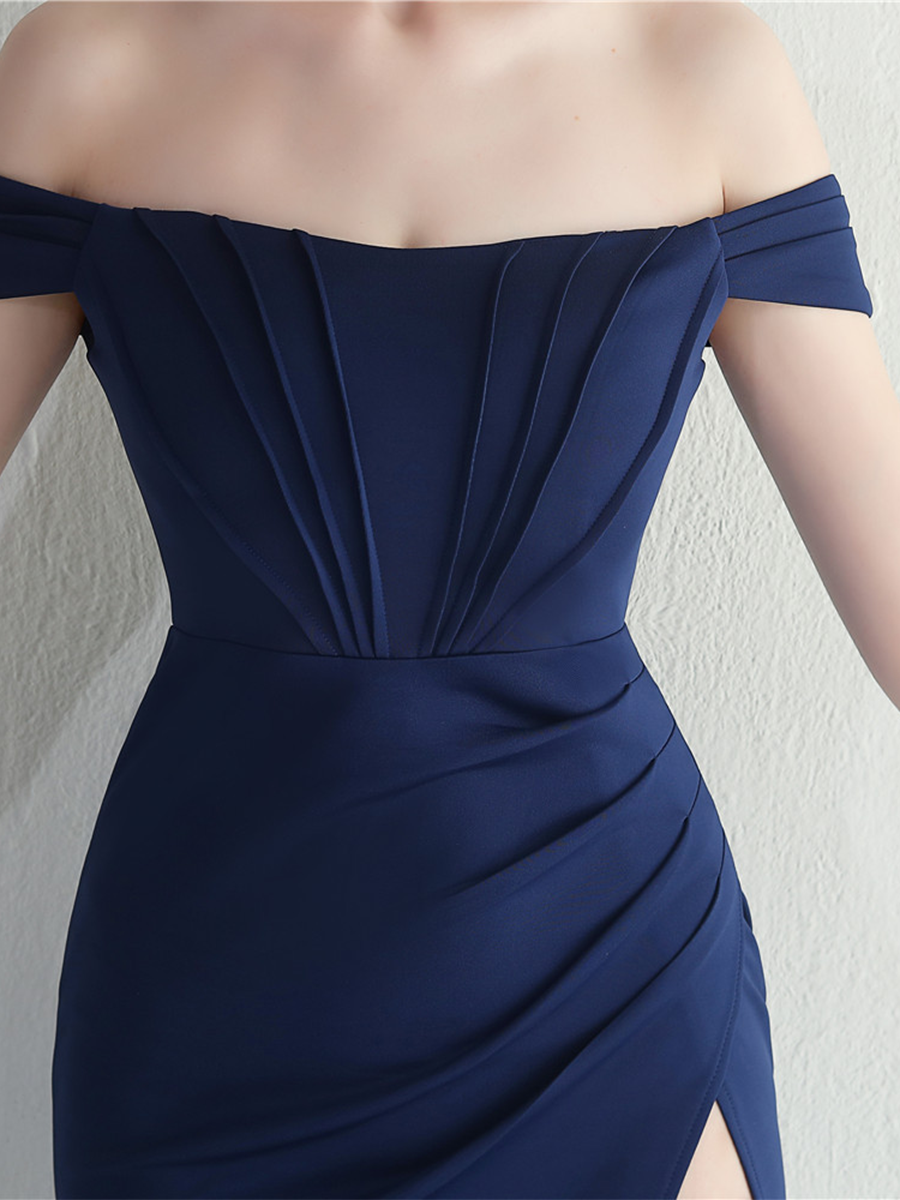 Sexy Off Shoulder Wrap Emerald Green Prom Dress