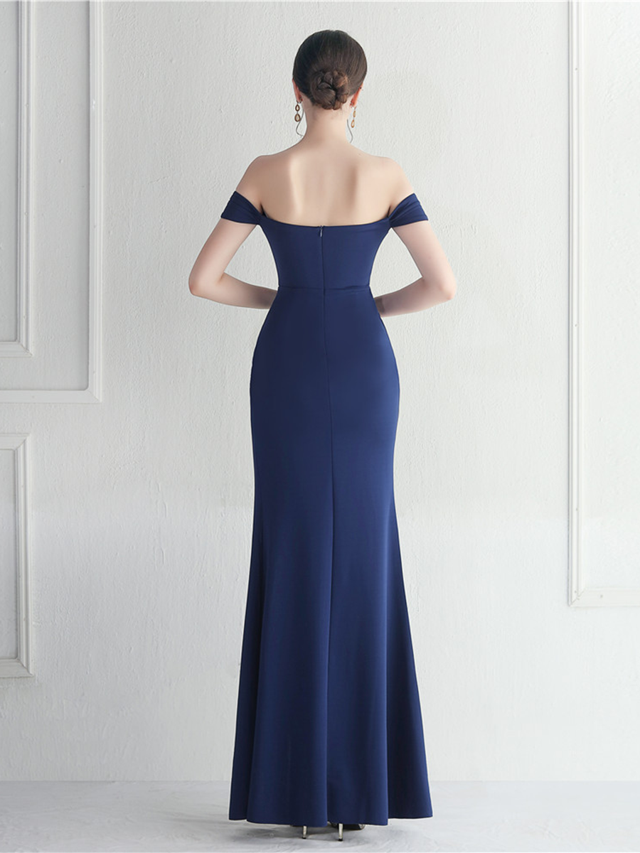 Sexy Off Shoulder Wrap Emerald Green Prom Dress