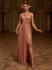 One Shoulder Cutout A-line Split Bridesmaid Dress MCB0939