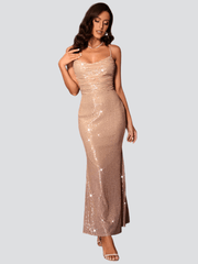 Sequin Backless Slim Spaghetti Cocktail Dress