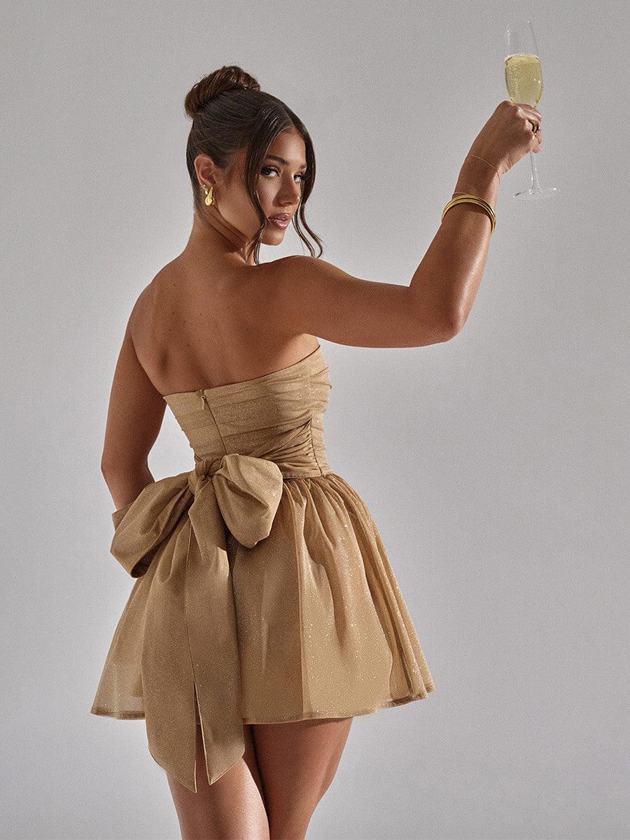Ruched Strapless A-line Party Dress