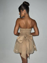 Ruched Strapless A-line Party Dress