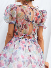 A Line Mini White Printed Casual Dress