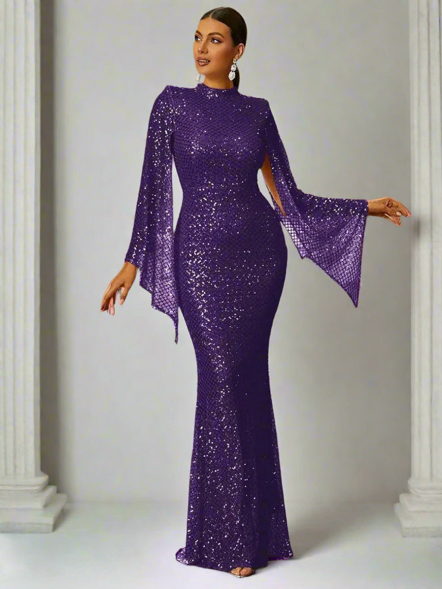 Glitter Bell Sleeve Mermaid Dress