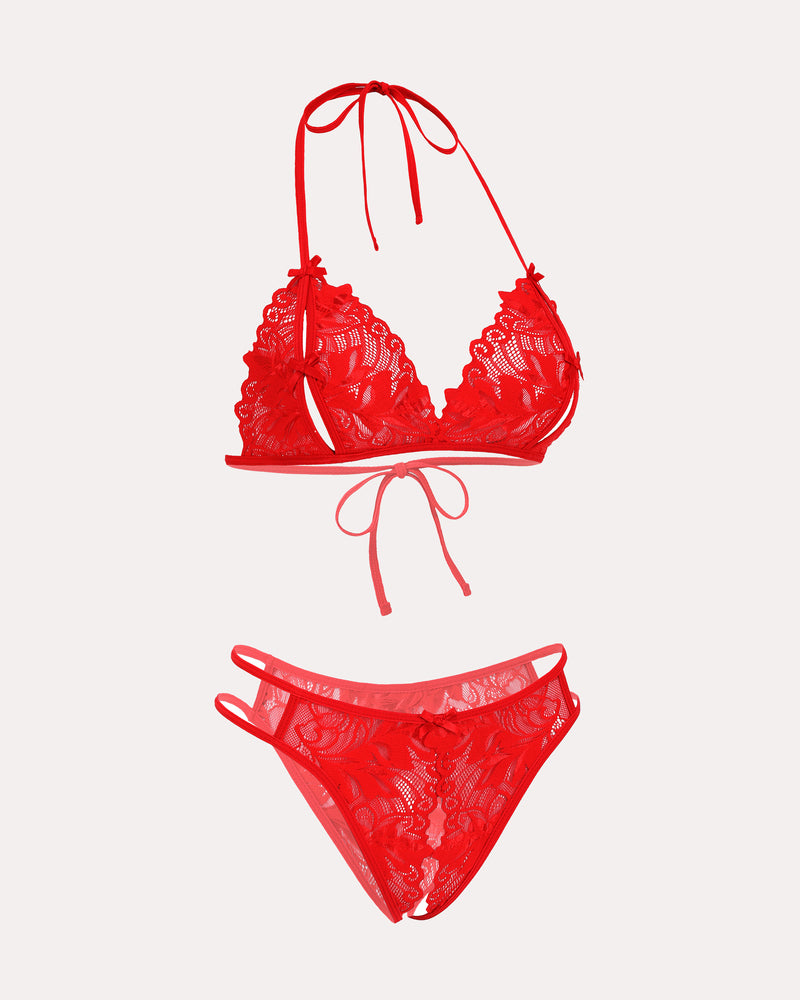 Bra and Panty Set Halter Lace 2 Piece Set