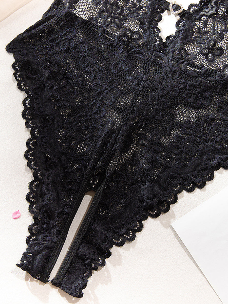 Sexy Cutout Backless Mesh Lace Teddy