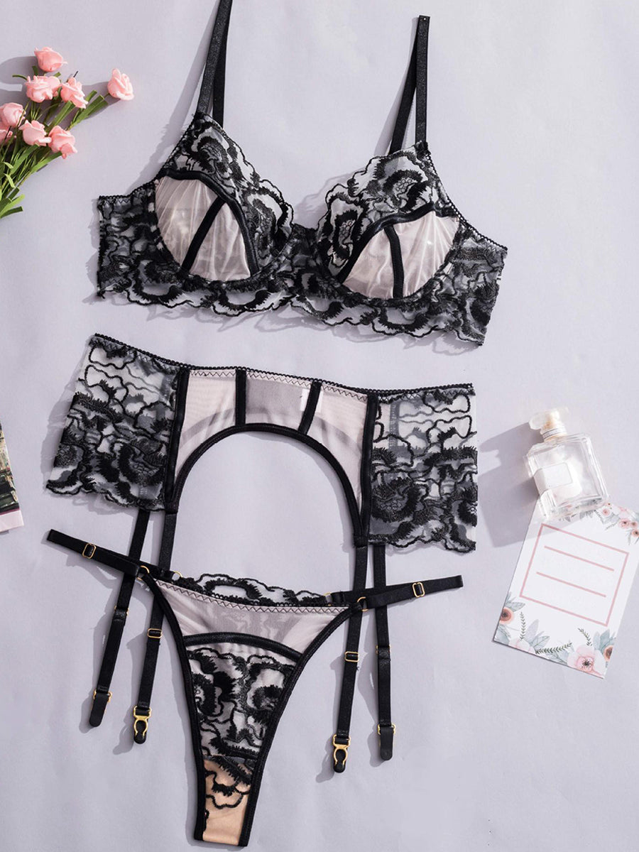 Color-block See-through Lace Sexy Teddy