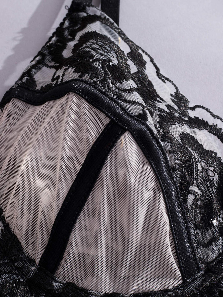 Color-block See-through Lace Sexy Teddy