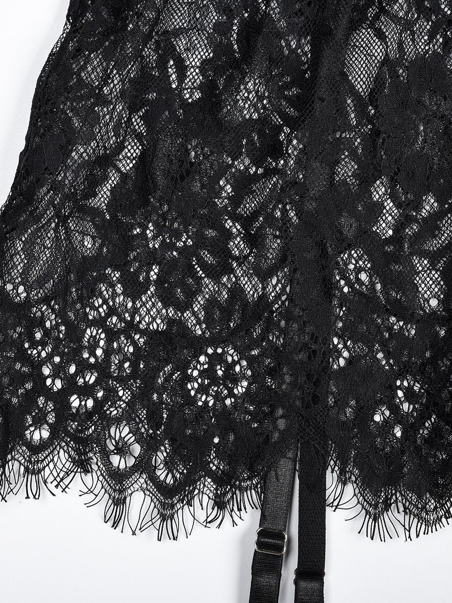Black See-through Lace One Piece Lingerie