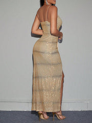 Sleeveless Sequin V-neck Dress
