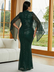Plus Mermaid Sequin Evening Dress