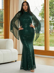 Plus Mermaid Sequin Evening Dress