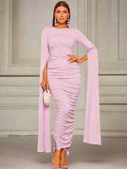 Long Sleeve Sheath Maxi Sequin Prom Dress