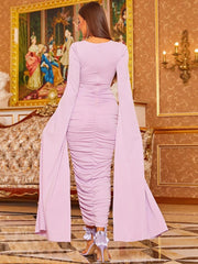 Long Sleeve Sheath Maxi Sequin Prom Dress