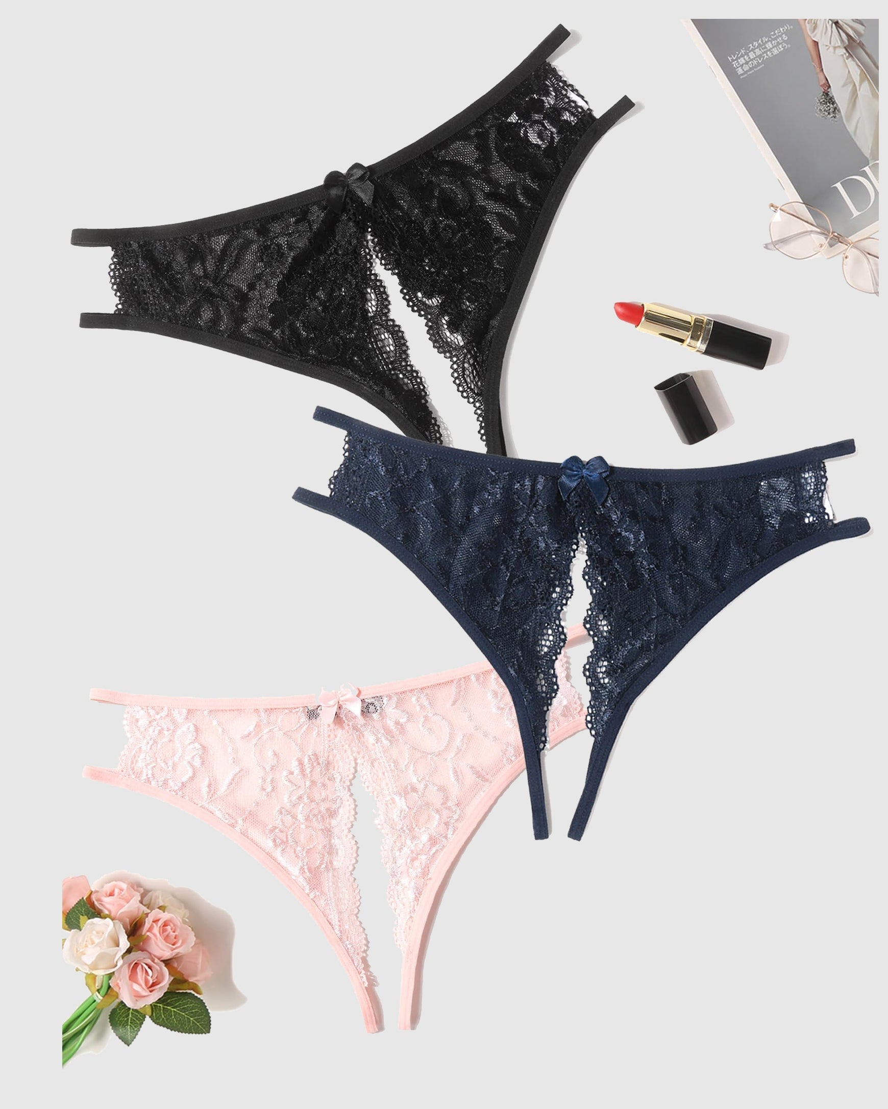 Lace Panties FLace Briefs with Bow