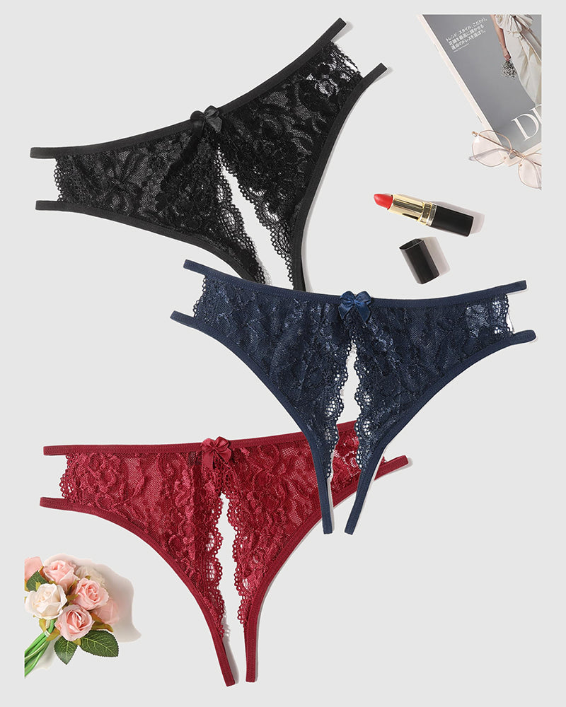 Lace Panties FLace Briefs with Bow
