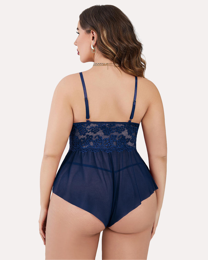 Plus Size Lingerie Lace Bodysuit
