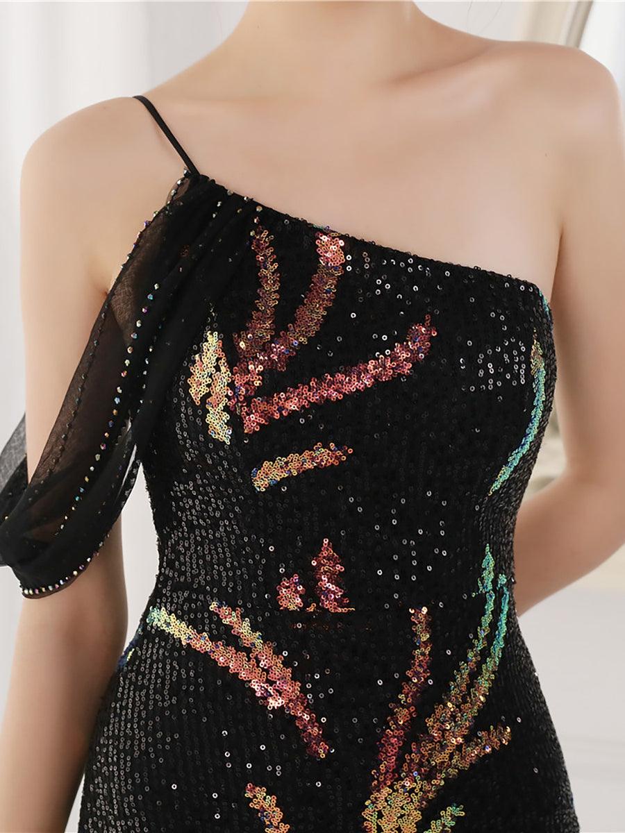 Slit Open Back Sequin Long White Prom Dress