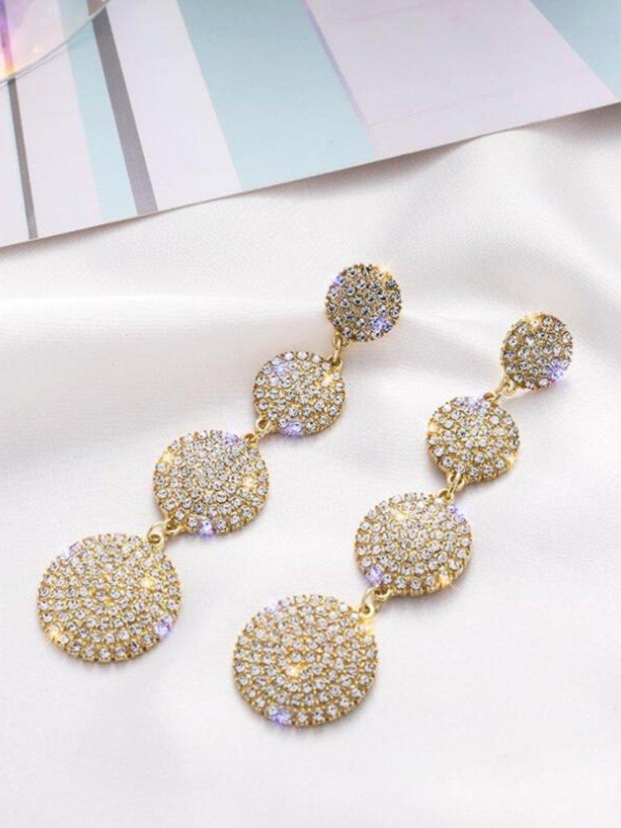 Needle Stone Geometric Circle S925 Silver Drop Earrings