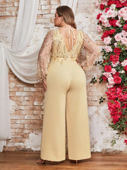 Plus Sequin Backless Panel Jumpsuits