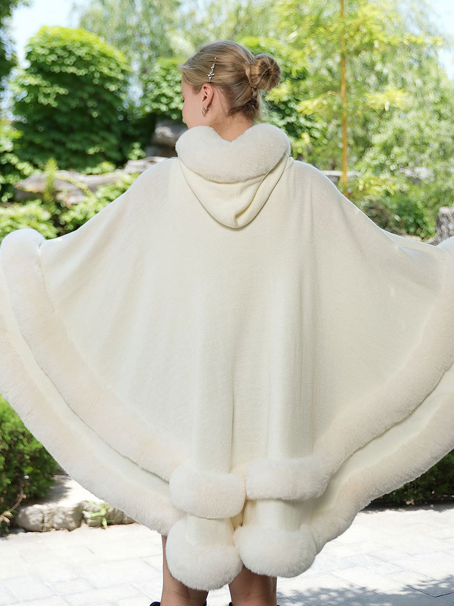 Elegant Winter Faux Fur Poncho Wrap