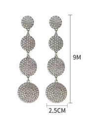 Needle Stone Geometric Circle S925 Silver Drop Earrings