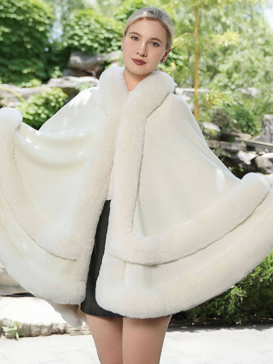 Elegant Winter Faux Fur Poncho Wrap