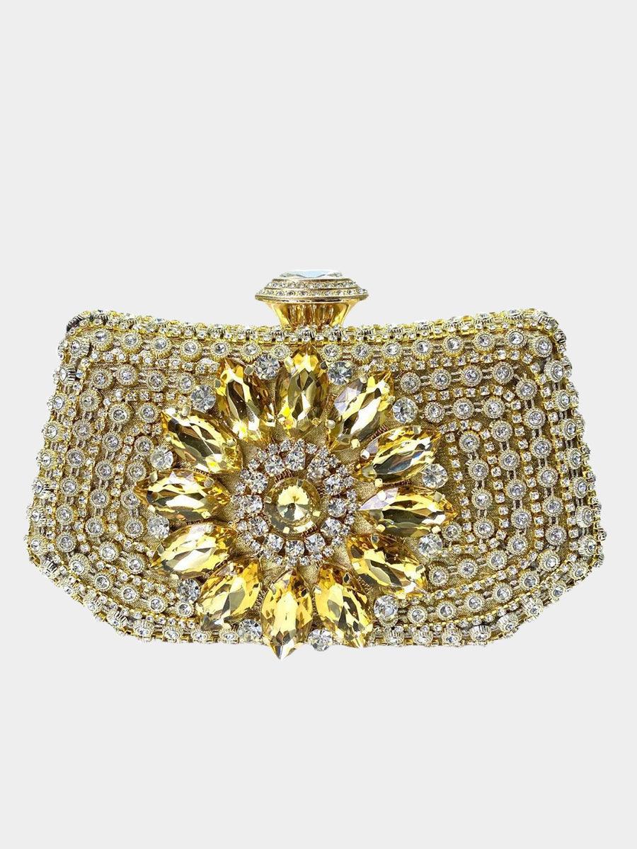 Luxurious Diamond-encrusted Gold Clutch MNBF103