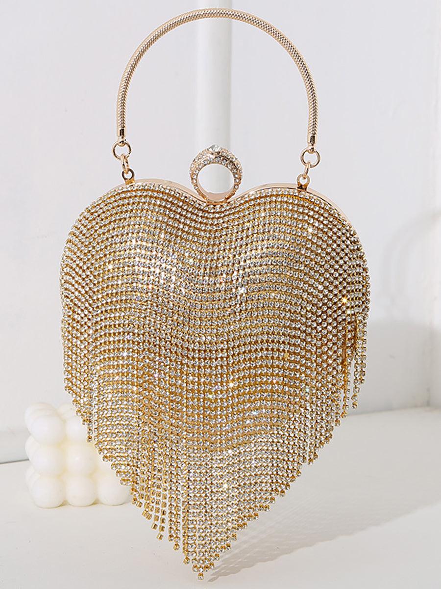 Stone Tassel Heart Match Wedding Dress Clutch Bag MNBF005