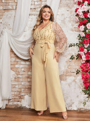 Plus Sequin Backless Panel Jumpsuits