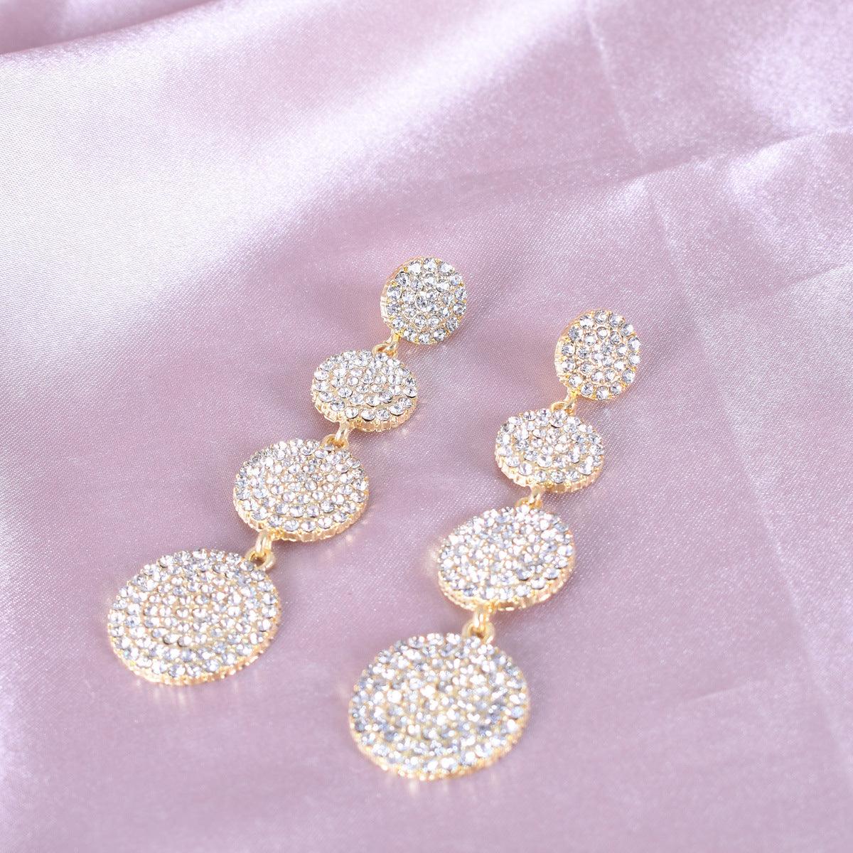 Needle Stone Geometric Circle S925 Silver Drop Earrings