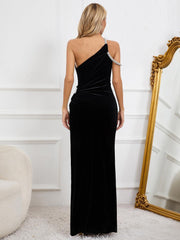 Black Velvet Cutout Split Party Dress