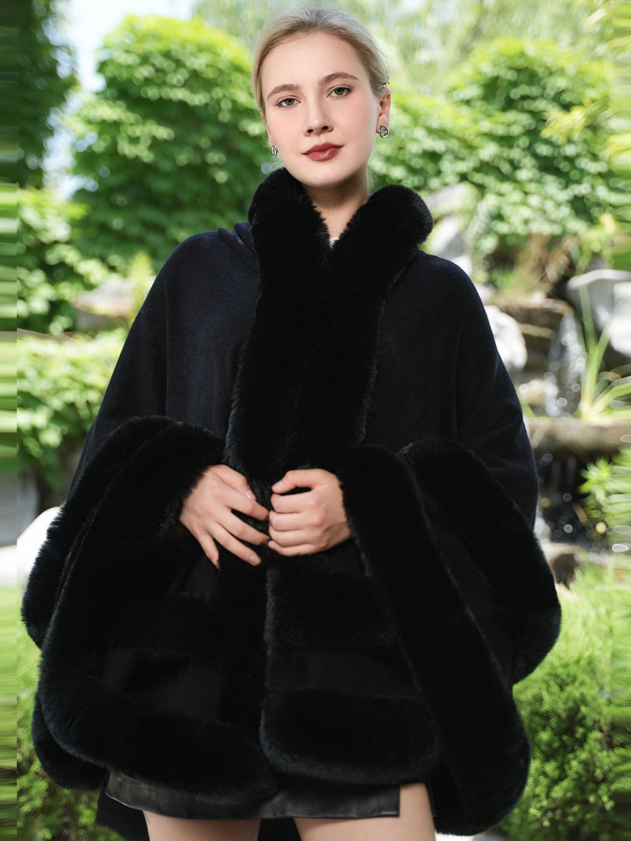 Elegant Winter Faux Fur Poncho Wrap