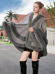 Elegant Winter Faux Fur Poncho Wrap