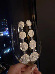 Needle Stone Geometric Circle S925 Silver Drop Earrings
