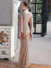 V-Neck Ruffled Sequin Mermaid Wedding Dress