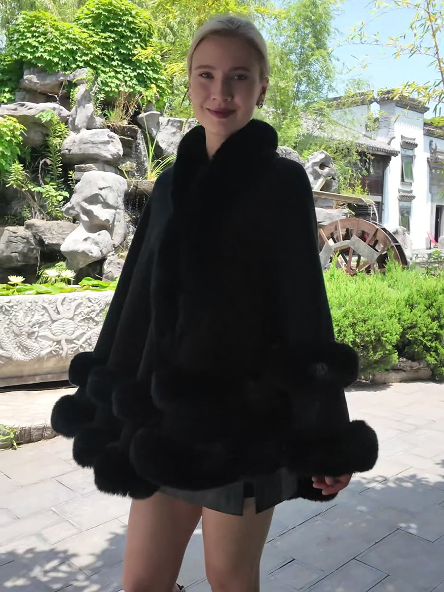 Elegant Winter Faux Fur Poncho Wrap
