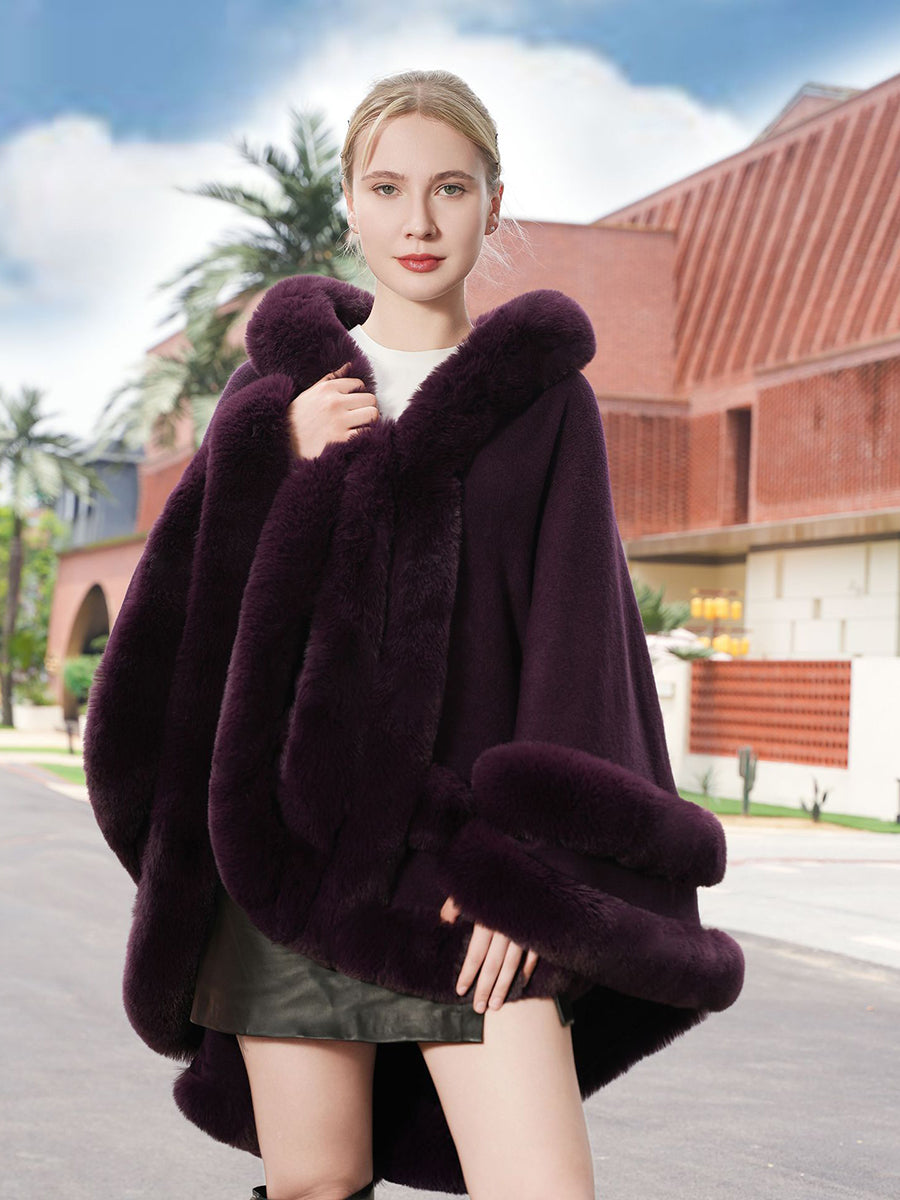 Elegant Winter Faux Fur Poncho Wrap